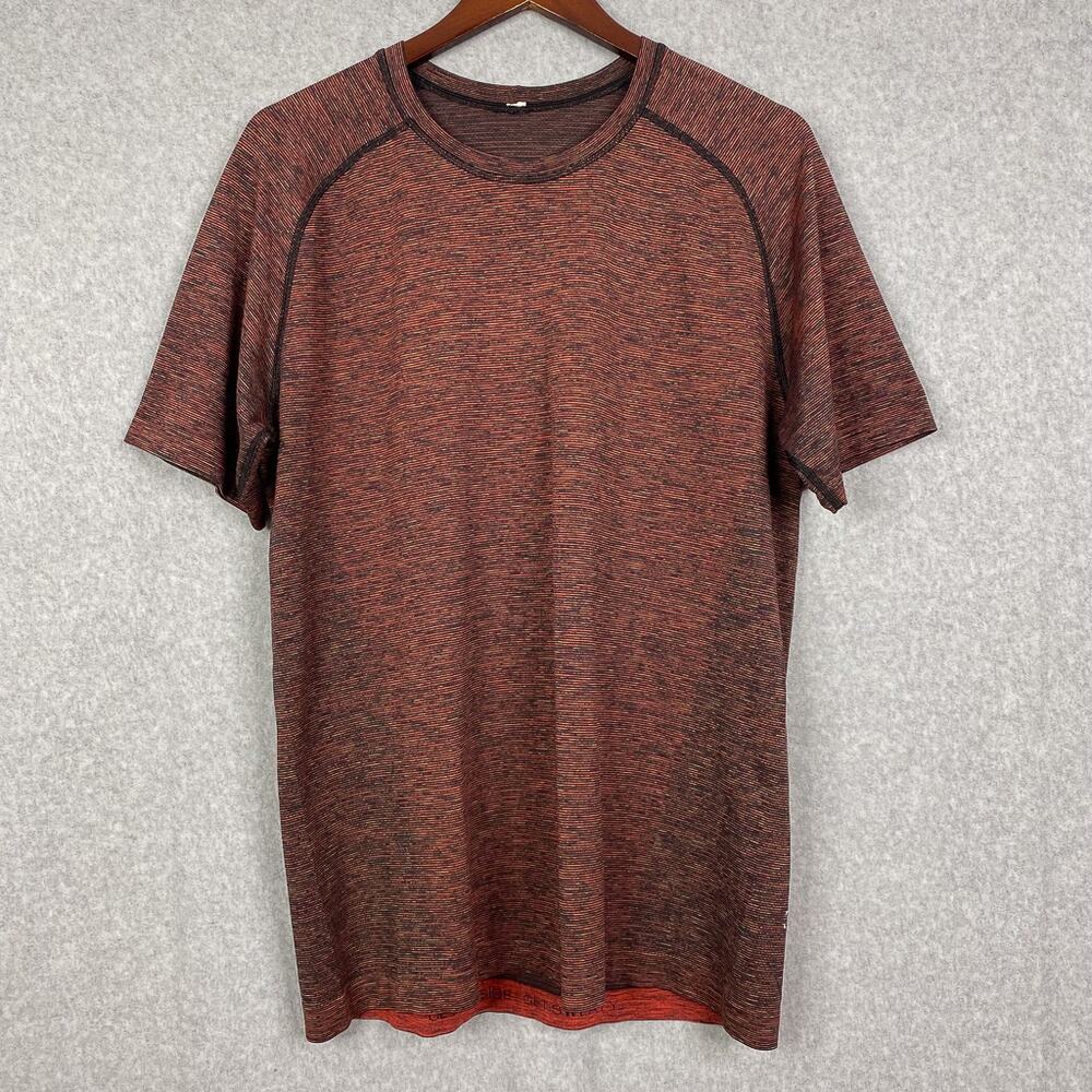 Lululemon Shirt Mens L Black Red Black Lime Metal Vent Tech Short Sleeve
